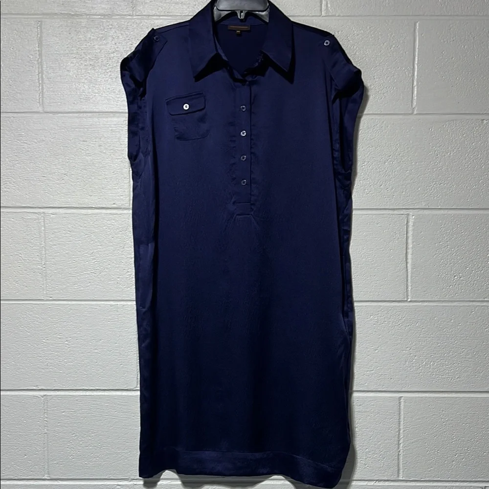 Adolfo Dominguez | Dresses | Adolfo Dominguez Blue 0 Silk Midi Dress Polo  Collar Pockets Spain Made | Poshmark